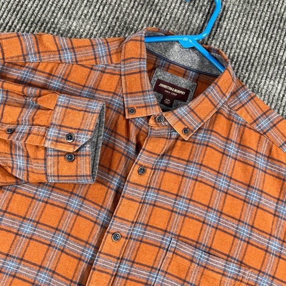 Johnston & Murphy Other - Johnston & Murphy Shirt Mens 2XL XXL Orange Plaid Long Sleeve Button Down Casual